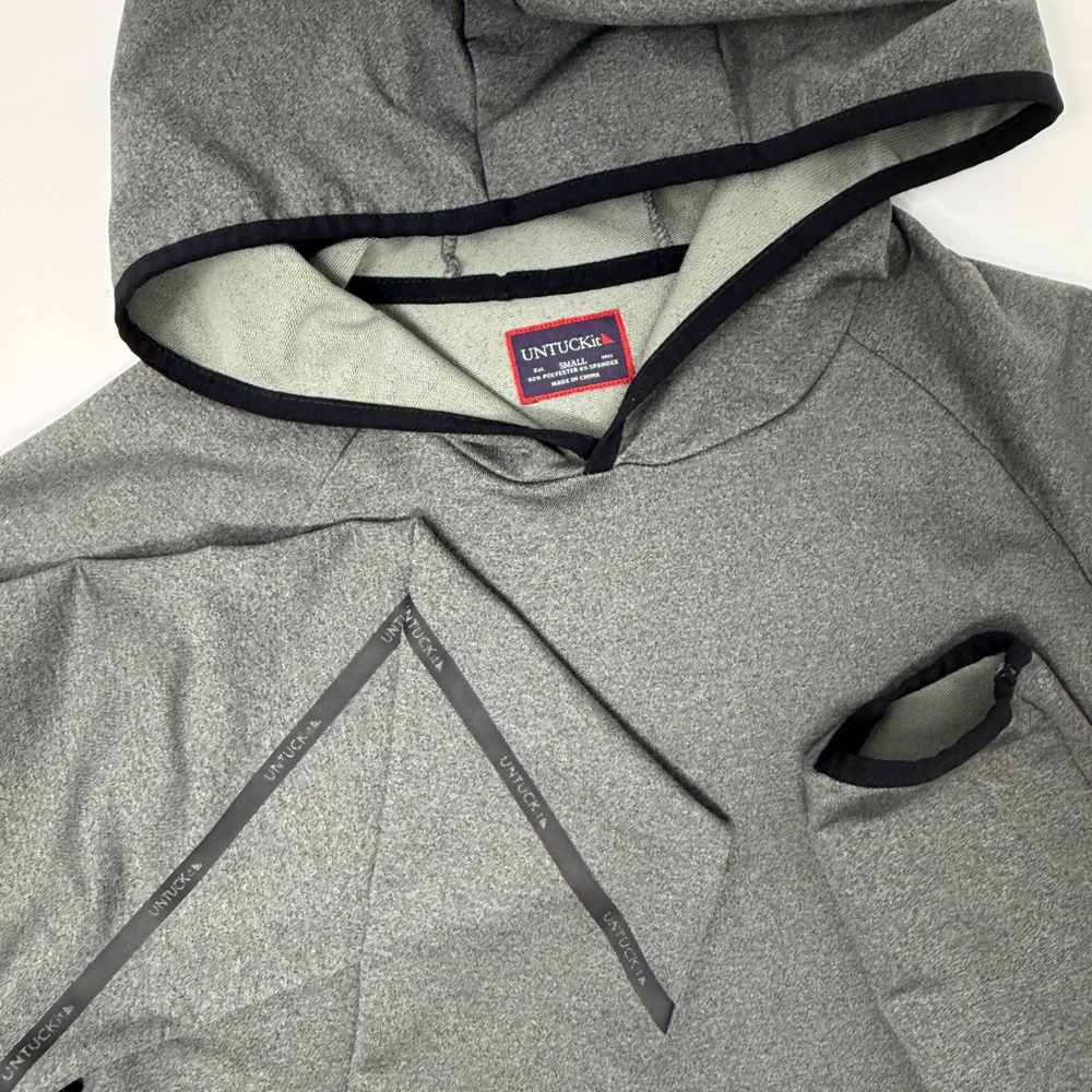 UNTUCKit Mens Gray Heathered Hoodie Pullover Zipper Pockets Size Small